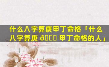 什么八字算庚甲丁命格「什么八字算庚 🕊 甲丁命格的人」